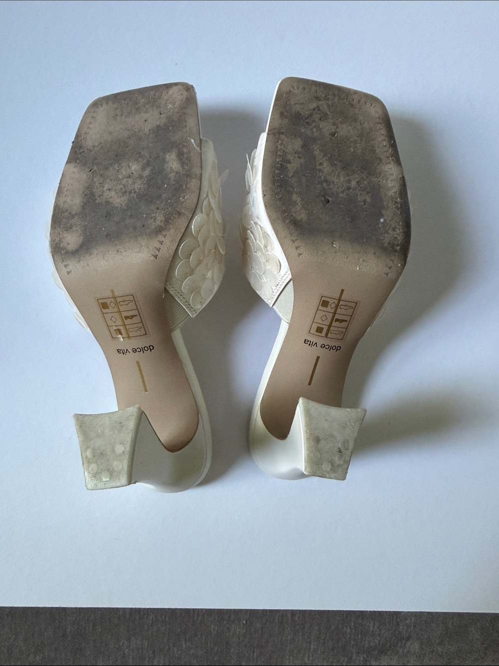 Dolce Vita Women's Ivory shell Slide Sandals bridal wedding shoes size 8 - Picture 9 of 9